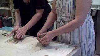 Purple Iris Pottery Wheelthrowing Demo Wedging the clay [upl. by Old]