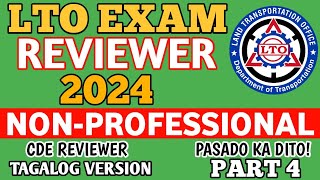 2024 LTO NON PROFESSIONAL DRIVERS LICENSE EXAM REVIEWER TAGALOG VERSION CDE EXAM PART 4 [upl. by Llednov]