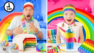 24 UUR ALLES IN REGENBOOG KLEUREN DOEN  CHALLENGE Rainbow Color Challenge ♥DeZoeteZusjes♥ [upl. by Conley616]