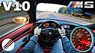 700HP BMW M5 E60 V10 BIKOMPRESSOR TOP SPEED DRIVE ON GERMAN AUTOBAHN 🏎 [upl. by Aritak95]