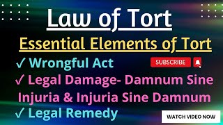 Essentials of Tort  Elements of Tort  Law of torts  With Case Laws amp Notes Best lecture of Tort [upl. by Ervin225]