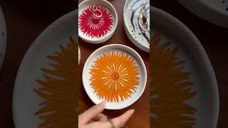 Painting Lunar Rain Ceramic Art  Orange Sea Anemone Dish [upl. by Atila]