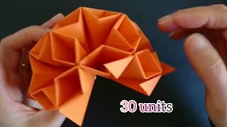 How to Assemble Origami Kusudama Paper Pineapple Ball 30 units Step by Step 折纸菠萝球完整组装过程） [upl. by Laurentium]