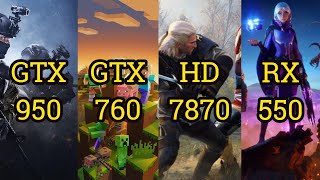 GTX 950 vs GTX 760 vs HD7870 vs RX 550  6 GAMES in 2021 [upl. by Noevart]