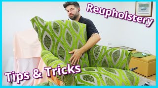 UPHOLSTERY TIPS AND TRICKS  HOW TO REUPHOLSTER A CHAIR  ARMCHAIR UPHOLSTERY  FaceliftInteriors [upl. by Ahsitel749]