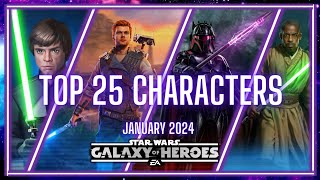 Top 25 Characters in SWGOH No GLs  January 2024 [upl. by Amati]