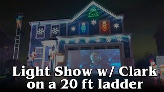 Christmas Vacation light show w Clark Griswold on 20ft ladder and Cousin Eddie mannequin [upl. by Garrard872]