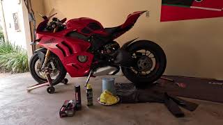 2022 Ducati Panigale V4S Chain Cleaning Tutorial [upl. by Ruperto343]