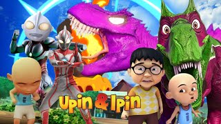 Upin Ipin Takut Ada Tirex Dinosaurus Pink Hijau Melotot Cepat Ultraman Ipin Melawan Tirex di Kampung [upl. by Nelloc]