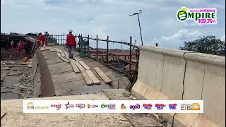 Chinese contractor dismantling iron and scaffolds from the halted PTC interchange site in Takoradi [upl. by Naro]