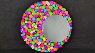 DIY Wall Hanging Craft Ideas with Mirror and Stones  Wall Hanging  craft [upl. by Yduj201]