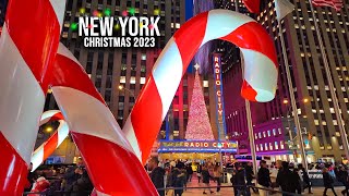 NYC Christmas 2023 ✨ 6th Avenue Rockefeller Christmas Tree Saks Light Show Radio City Music Hall [upl. by Nilram]