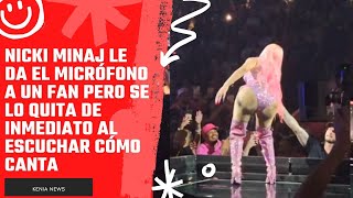 Nicki Minaj le da el micrófono a un fan pero se lo quita de inmediato al escuchar cómo canta [upl. by Breeze]