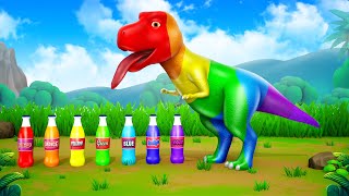 Rainbow Dinosaurs Transformation Color Changing Funny Trex  Funny Dinosaurs Comedy Cartoons [upl. by Durtschi]