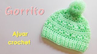 Como tejer un ajuar Gorro para bebe a crochet ganchillo [upl. by Home93]