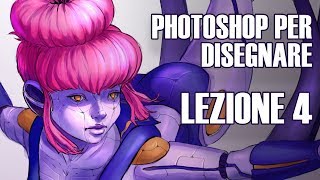 PHOTOSHOP PER DISEGNARE  CORSO BASE ITA  LEZIONE 4 colorare unillustrazione [upl. by Rolyt]