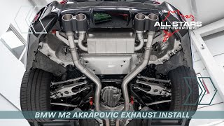 BMW M2 G87 Akrapovic SlipOn Titanium Exhaust DIY intall and sound [upl. by Duaner]