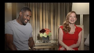 MOLLYS GAME Interviews Jessica Chastain Idris Elba and Aaron Sorkin [upl. by Pinsky217]