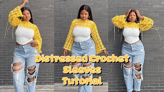 Easy crochet distressed sleevesshrug tutorial Mihankushea [upl. by Garmaise]