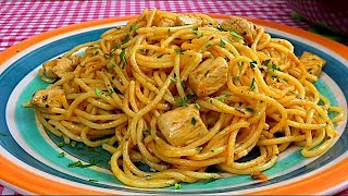 Cocina una deliciosa pasta en 10 minutosreceta fácil espaguetis con polloA mi manera [upl. by Drahnreb]