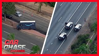 Stolen Amazon truck slams into cars during dangerous chase  Car Chase Channel [upl. by Jain518]