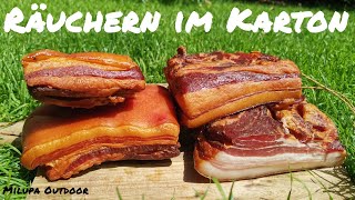 Bacon selber machen  räuchern im Karton  Schritt für Schritt Anleitung [upl. by Ygief]