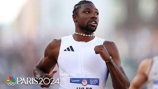 Noah Lyles POWERS to mens 100m heat win at Olympic Trials as top qualifier into semis  NBC Sports [upl. by Mcevoy850]