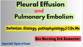 Pleural effusion and Pulmonary Embolism  Definition etiology pathophysiologySSDxMx3rd sem [upl. by Eelaroc301]