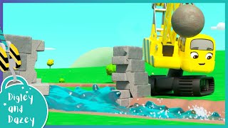 🚧 Blockage in the Trench🚜  Digley and Dazey  Construction Truck Cartoons for Kids [upl. by Keith423]