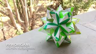 Lichen Kusudama  PrwOrigami Folding Tutorial 【くす玉・折り紙】 [upl. by Mellie404]