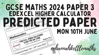 GCSE Maths Predicted Paper Edexcel Higher Calculator 10th June 2024  GCSE Maths Revision [upl. by Griffis736]