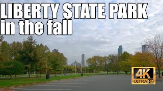 Driving around Liberty State Park in the fall 4K [upl. by Dimo]