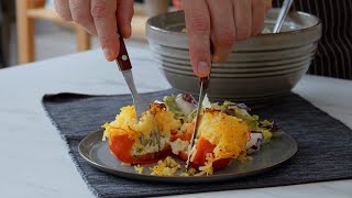 Gefüllte Paprika mit Kartoffelhaube aus dem Ofen leckere VeggieKüche [upl. by Cad]