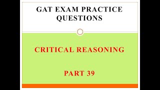 GAT Exam Practice Questions Part 39 [upl. by Ecadnak]