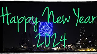 New Years 2024 Dallas Texas  Reunion Tower puts on stunning fireworks and drones show [upl. by Ojybbob942]