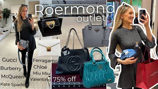 75 off🔥 Gucci Ferragamo Miu Miu Prada Chloé  Roermond outlet shopping vlog  Lesley Adina [upl. by Sidnac]