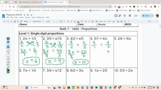 Math 7 1AQ2 Proportions 1 [upl. by Ahsenyt]