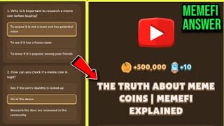 The Truth About Meme Coins Memefi Explained  Memefi Code  Memefi Video Code [upl. by Lansing]