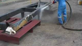 Metall Sandstrahlen  Sandblasting of steel  torbo Wet Abrasive Blasting [upl. by Lever]