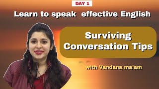 Learn Spoken English with Vandana Mam Day 1 Surviving Conversation Tips  namasteenglish hinkhoj [upl. by Annahs336]