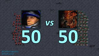 50 Marines vs 50 Hydralisks  Even Numbers  StarCraft Retro Battles [upl. by Aryahay]