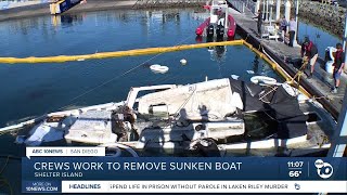 Efforts to remove sunken boat lead to closure of Shelter Island Boat Launch [upl. by Ehtylb872]