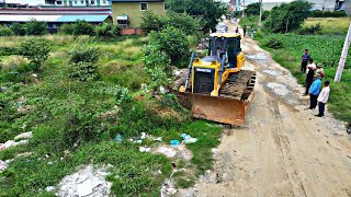 WONDERFULOPERATED OF FILLING FLOODED LAND NEXT TO THE ROADS USE SHANTUI DOZER AND SMALL DUMP TRUCKS [upl. by Girish]