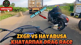 ZX6R VS HAYABUSA  SUNDAY RIDE PE HUA KHATARNAK DRAG RACE [upl. by Endres]