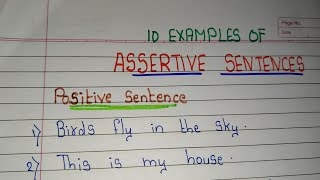 ASSERTIVE SENTENCES10 Examples of Assertive SentencesAssertive Sentence Example in englisGrammar [upl. by Enatan]