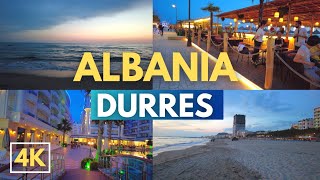 4K ALBANIA 2022🇦🇱 Durres Beach Nightlife Walking Tour [upl. by Rinee177]