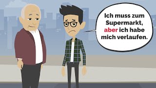 Deutsch lernen  Konjunktionen aber weil dass [upl. by Kalie138]