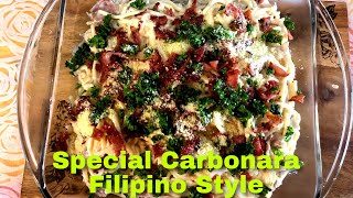 SPECIAL CARBONARA FILIPINO STYLE  Yum TV  EASY [upl. by Jasisa672]