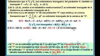 Inferencia estadística Tres ejercicios sobre insesgadez estimador puntual [upl. by Bay]