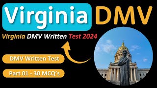 Virginia DMV Written Test 2024 🚗  Part 1  Top 30 Questions amp Answers [upl. by Nanreik]